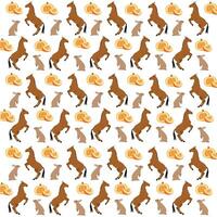 horse, rabbit with fruit as a pattern background vector