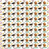 duck, chicken with fruit as a pattern background vector