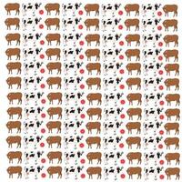 cow, bull with fruit as a pattern background vector