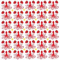 octopus, fish with fruit as a pattern background vector