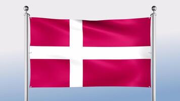 Denmark Flag Hangs On The Pole On Both Sides video
