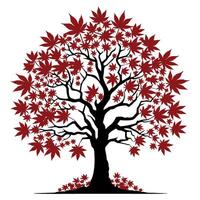 maple red leaf tree with art on white background vector