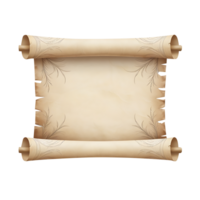 old parchment scroll with scroll paper, isolated on transparent background png