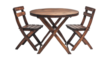 wooden Cafe Table With Two Chairs on transparent background png