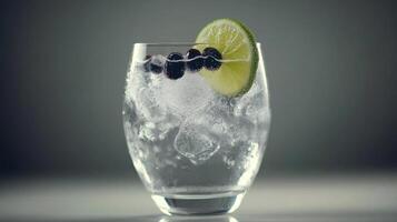 Refreshing Gin and Tonic with Lime and Condensation photo
