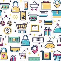 shopping icons set in a flat style vector