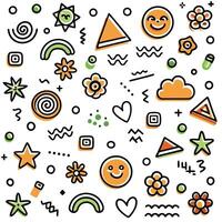 a colorful set of shapes and symbols on a white background vector