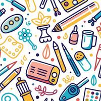 art supplies and tools in a seamless pattern vector