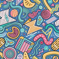 seamless pattern with colorful doodles and shapes vector