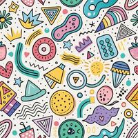 seamless pattern with colorful objects and shapes vector