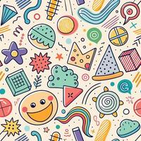 seamless pattern with colorful objects and symbols vector