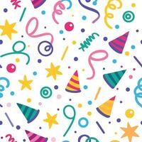 seamless pattern with party hats and confetti vector
