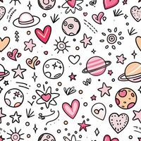 seamless pattern with space and hearts vector