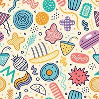 seamless pattern with colorful objects and shapes vector