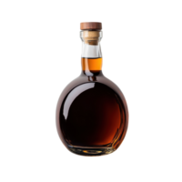 Top view of a close-up of a brown whiskey bottle showcasing the texture and label, perfect for articles or advertisements related to spirits and beverages. Transparent background png
