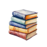 Watercolor Illustration of a Stack of Books Ideal for Educational Content, Creative Projects, and Book Lovers' Promotions Transparent background png