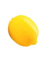 Top view of single fresh ripe yellow lemon fruit isolated on white background with clipping path photo