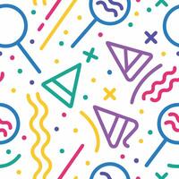 a colorful pattern with party hats and other items vector