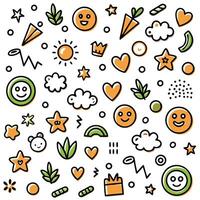 a set of colorful icons with smiley faces and other objects vector