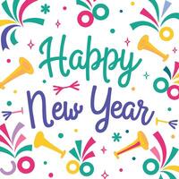 happy new year greeting card with colorful new year vector