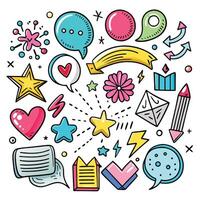 a set of colorful doodles on a white background vector