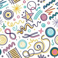seamless pattern with colorful shapes and lines vector