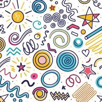 seamless pattern with colorful doodles and shapes vector