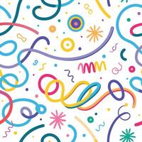 a colorful pattern with a streamers and confetti vector