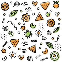 a colorful pattern with various shapes and flowers vector