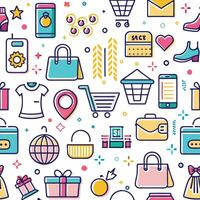 shopping seamless pattern with icons and icons vector