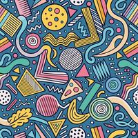 seamless pattern with colorful doodles and shapes vector