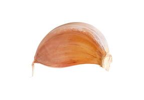 Single fresh unpeeled garlic clove isolated on white background with clipping path. Thai herb concept photo