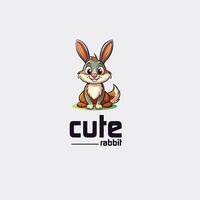 a cute rabbit logo with the word cute rabbit vector