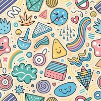 seamless pattern with colorful objects and shapes vector