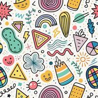 seamless pattern with colorful objects and symbols vector