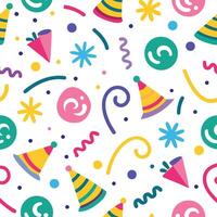 seamless pattern with party hats and confetti vector