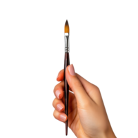 Artist's Hand Holding a Paintbrush for Creative Expression on Transparent Background png