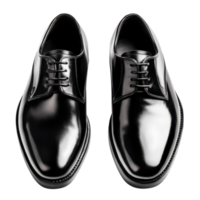 Elegant Black Leather Shoes with Polished Finish for Formal Events on Transparent Background png
