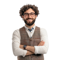 Engaging Young Professor Teaching in a Classroom Setting on Transparent Background png