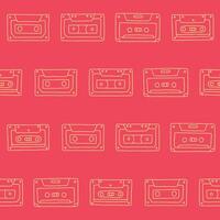 Outline Collection of Cassette Tape Seamless Pattern illustration Design vector