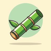 Bamboo Branch Floating Cartoon Icon Illustration. Nature Object Icon Concept Isolated Premium . Flat Cartoon Style vector