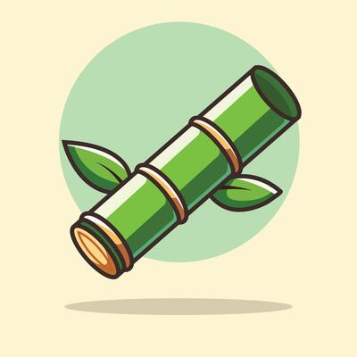 Bamboo Branch Floating Cartoon Icon Illustration. Nature Object Icon Concept Isolated Premium . Flat Cartoon Style