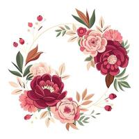 Beautiful colorful circular rose flower frame vector
