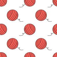 Seamless pattern with Ball of threads. flat knitting background. vector