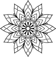 A flower coloring page with a black and white design vector