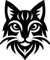 A black and white cat head with a tribal design vector