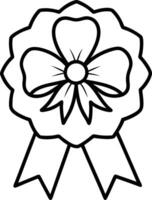 A black and white drawing of a flower with ribbon vector