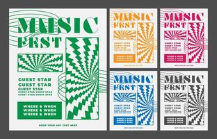 Multicolor music poster layout including bold brutalism element and retro y2k template vector