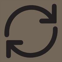 Simple black circular arrow icon on a brown background vector