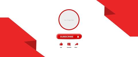 Red and White Banner Design with subscribe button vector